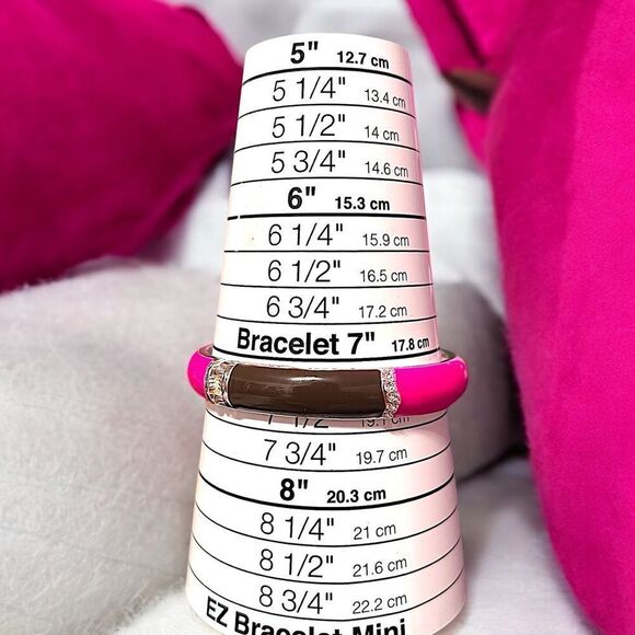 Brown And Pink Silver Tone Clamper Bangle Bracelet NWOT - Picture 4 of 4